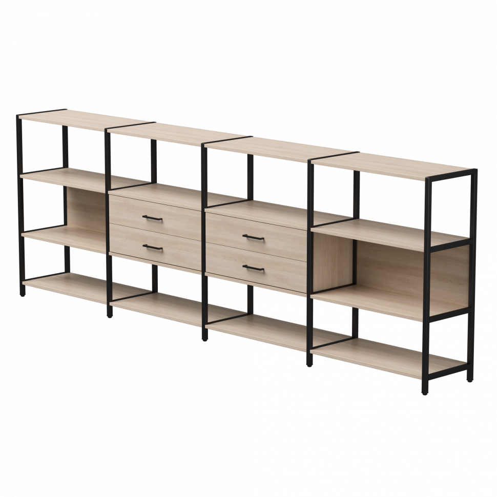 Набор стеллажных систем №4 Everprof EVO (ЭВО) 3245x385x1120 Дуб Соната/Черный