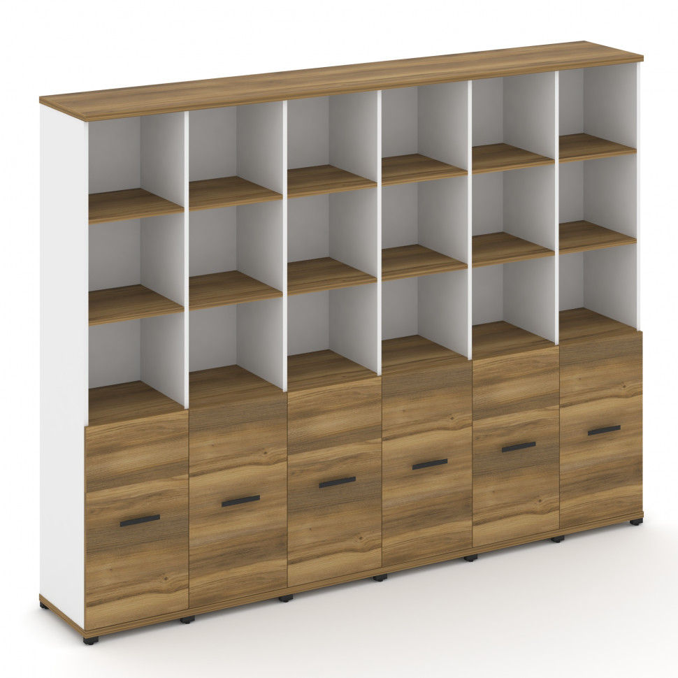 Concept Шкаф 6 узких секций, 5 ниш CN.STU-561 B Сандал Янтарный/Белый Бриллиант/Металл Черный 2500*4