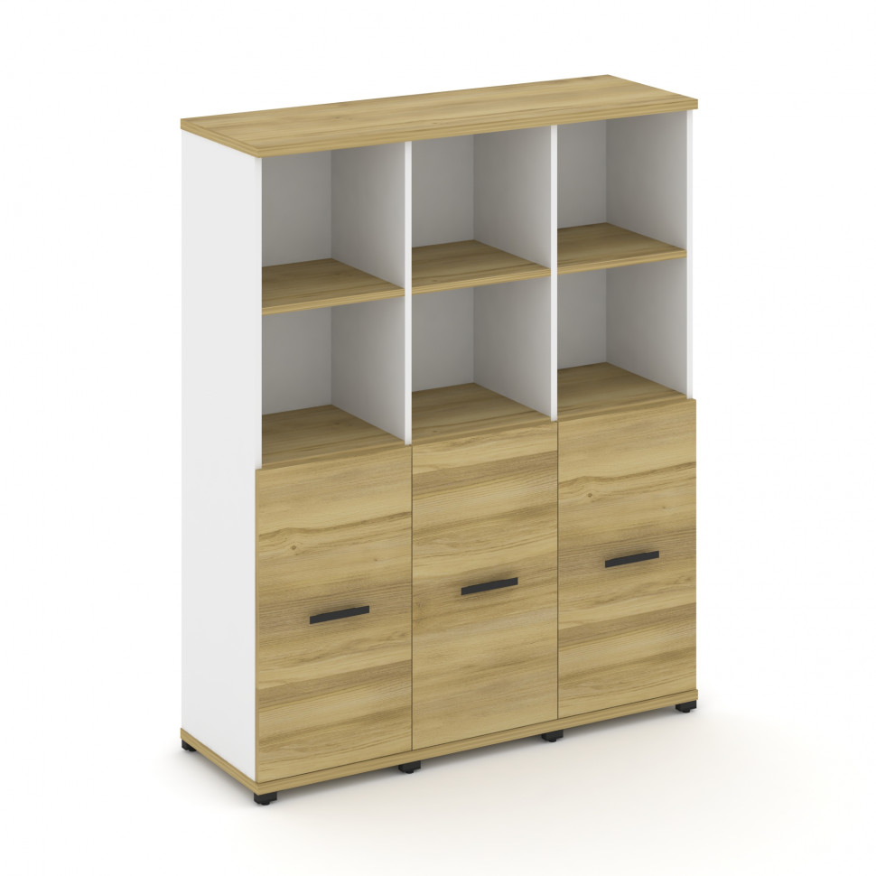 Concept Шкаф 3 узкие секции, 4 ниши CN.STU-431 B Дуб Винченцо/Белый Бриллиант/Металл Черный 1252*420