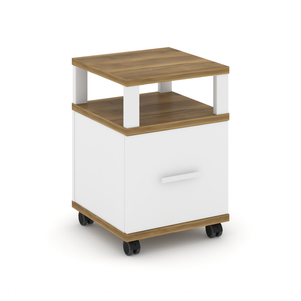 Concept Тумба мобильная 1 распаш. фасад с надставкой CN.TUM-008 W Сандал Янтарный/Белый Бриллиант/Ме