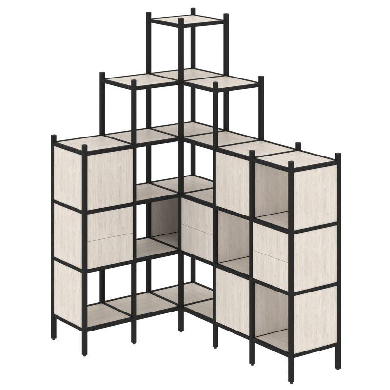 Loft Угловой внутренний стеллаж VR.L-43 Денвер Светлый/Металл Черный 1278*1694*2280