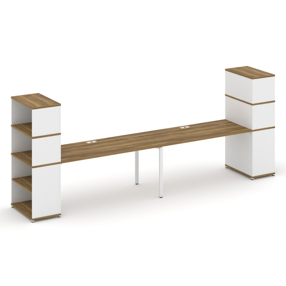 Concept Рабочая станция с опорными стеллажами с надставкой выс. CN.ORS-216 Сандал Янтарный/Белый Бри