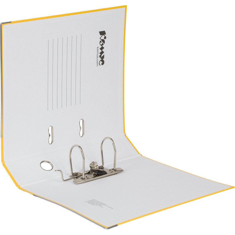 Папка-регистратор Комус Экономи 75мм желтая, ПБП1, карм.кор., мет.уг