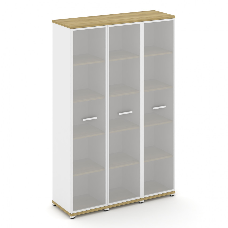 Concept Шкаф 3 узкие секции, 5 ниш CN.STU-538 RMW W Дуб Винченцо/Белый Бриллиант/Металл Белый/Сатин