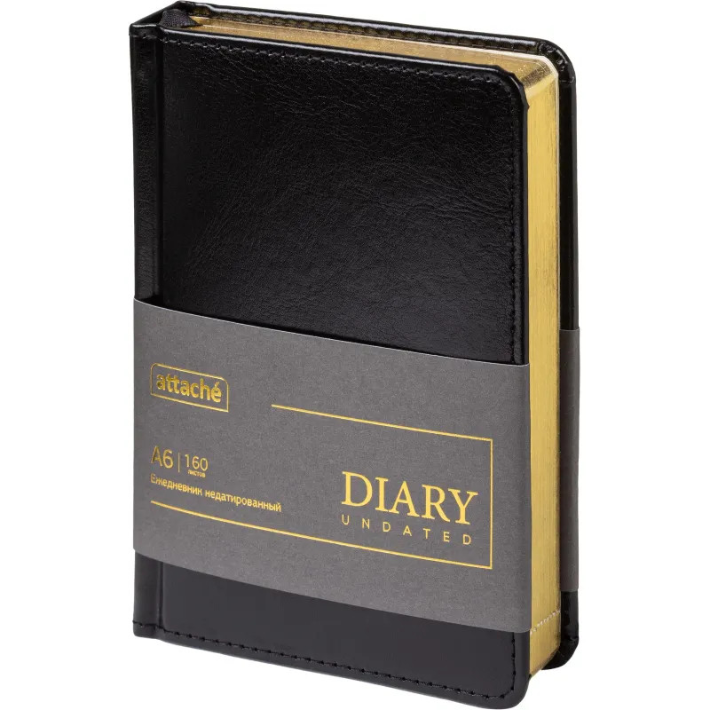 Ежедневник недатированный ATTACHE Gold А6, 160л, черный