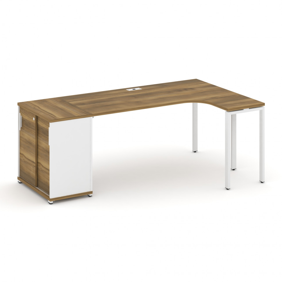 Concept Стол эргономичный с опорным шкафом-купе CN.SA-218(R) W Сандал Янтарный/Белый Бриллиант/Мета Concept Стол эргономичный с опорным шкафом-купе CN.SA-218(R) W Сандал Янтарный/Белый Бриллиант/Мета