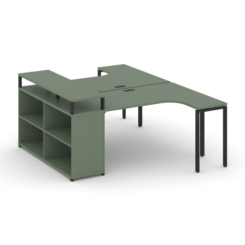 Concept Рабочая станция с опорным стеллажом с верх. горизонтом CN.DSA-203 Кобо/Металл Черный 1800*14