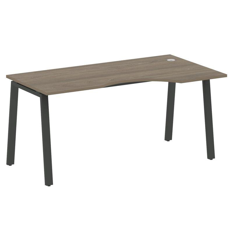 Metal System Стол криволинейный правый на А-образном м/к БА.СА-1 (R) Вяз Благородный/Металл Антрацит