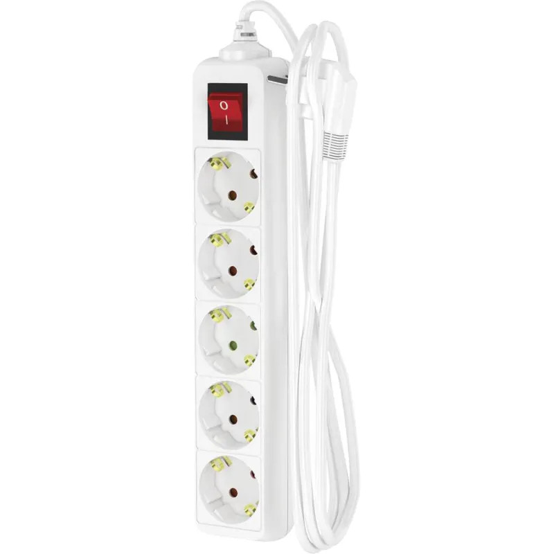 Удлинитель ФОТОН 16-55ЕS, 5м, 5 розеток, 16А, с выкл., с заземл., Белый