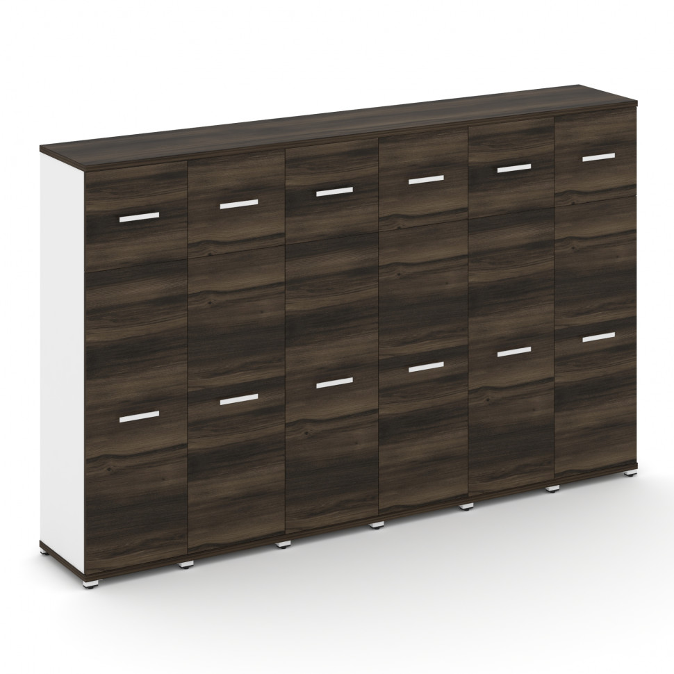 Concept Шкаф 6 узких секций, 4 ниши CN.STU-464 W Дуб Мали/Белый Бриллиант/Металл Белый 2500*420*1554