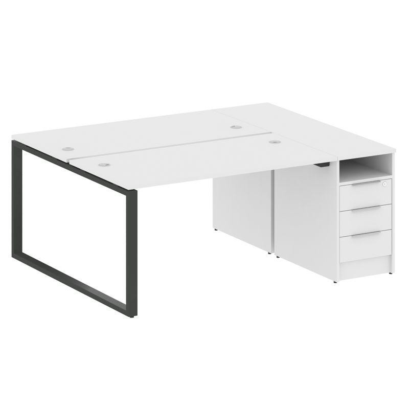 Metal System Рабочая станция с тумбой на О-образном м/к БО.РС-СТП-2.3 Белый/Металл Антрацит 1812*147
