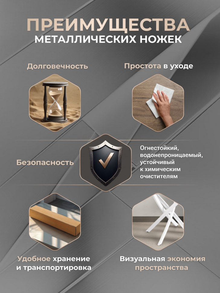 Стол MANZANA ЛДСП/HPL/металл, 80 х 80 х 75 см, Мрамор светлый/белый