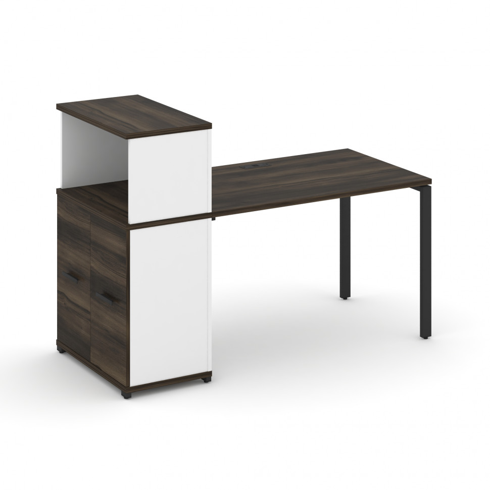Concept Стол рабочий с опорным распаш. шкафом с надставкой низ. CN.SP-226 B Дуб Мали/Белый Бриллиант