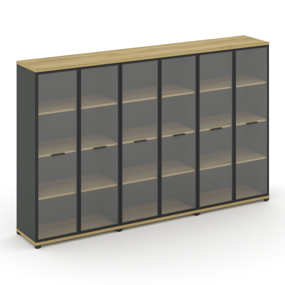 Concept Шкаф 3 широкие секции, 4 ниши CN.STS-436 RPB A Дуб Винченцо/Антрацит/Металл Антрацит/Прозрач