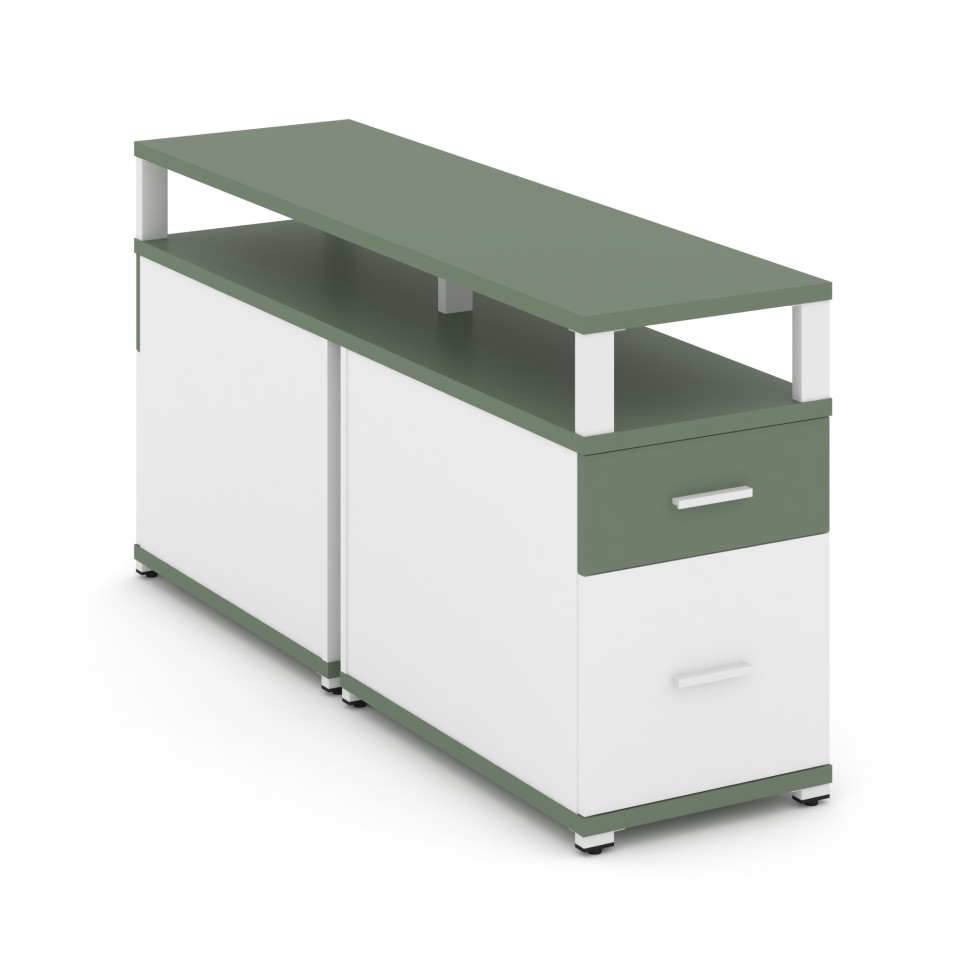 Concept Тумба двухсторонняя приставная 1 ящ.+1 распаш. фасад с надставкой. CN.DTGP-002 W Кобо/Белый