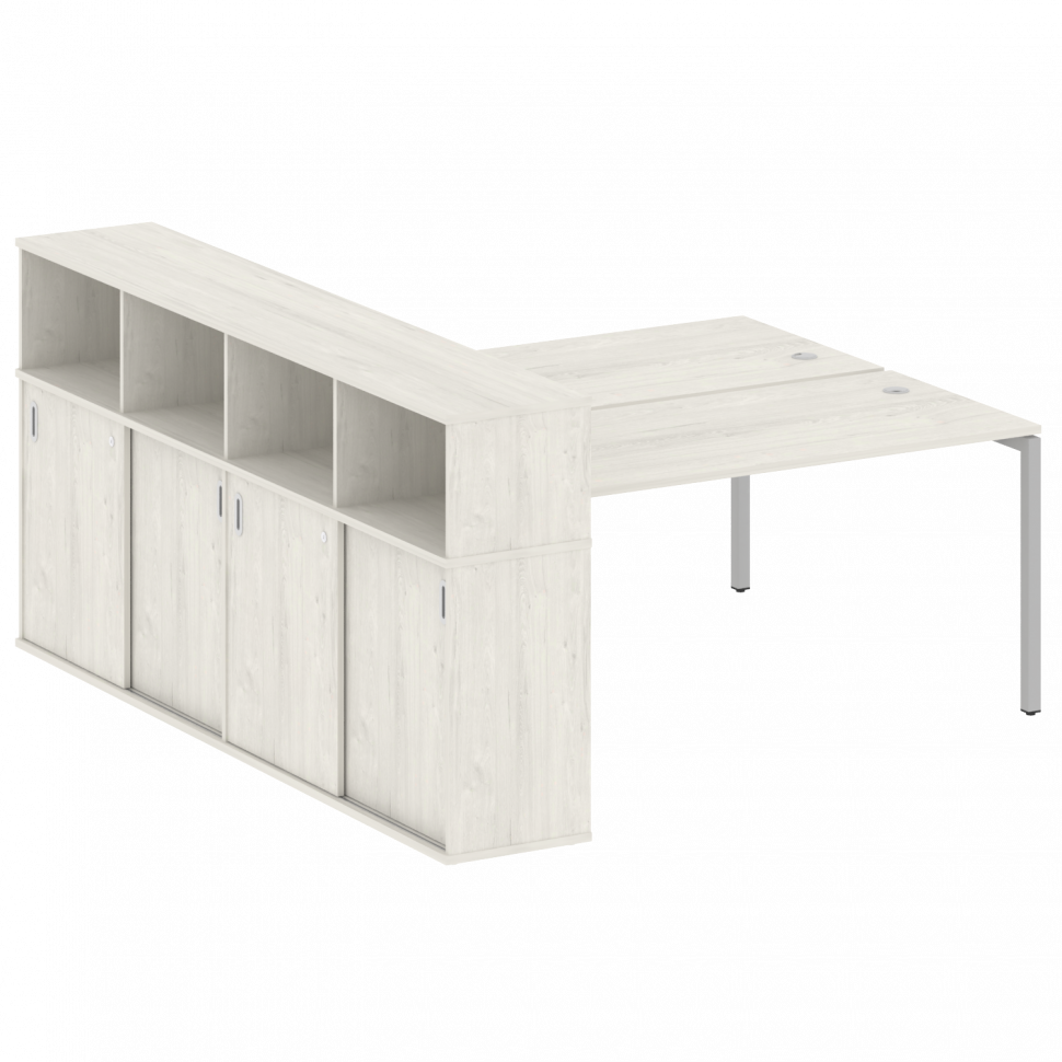 Metal System Quattro Рабочая станция с шкафом-купе на П-образном м/к 40БП.РС-СШК-4.4 Т Дуб Наварра/М