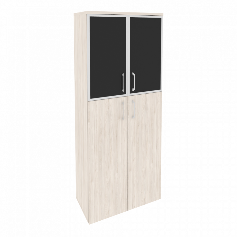 Onix Шкаф высокий широкий O.ST-1.7 R black Денвер Светлый/Стекло Black 800*420*1977