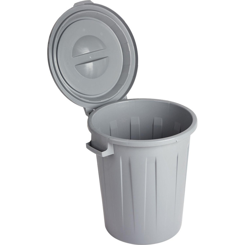 Бак для отходов 60л пластик, серый с крышкой_СПБ