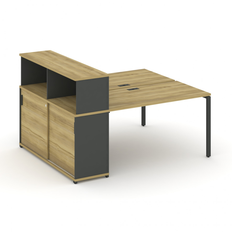 Concept Рабочая станция с опорным шкафом-купе с надставкой низ. CN.DRS-238 A Дуб Винченцо/Антрацит/М