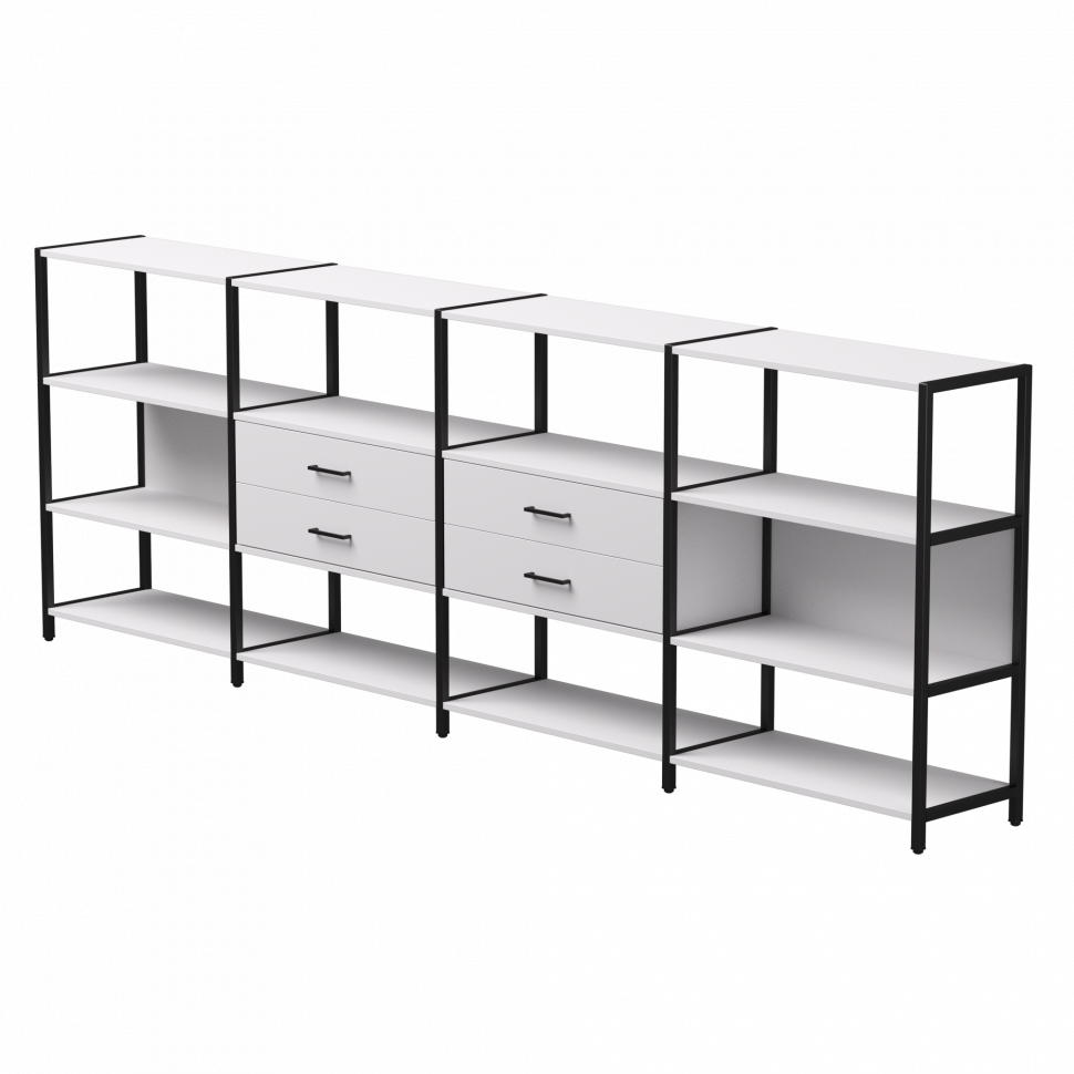 Набор стеллажных систем №4 Everprof EVO (ЭВО) 3245x385x1120 Белый/Черный