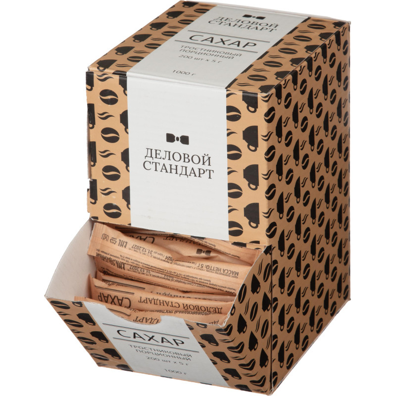 Сахар порционный в стиках Деловой стандарт тростниковый 5гр (200 шт/уп.)