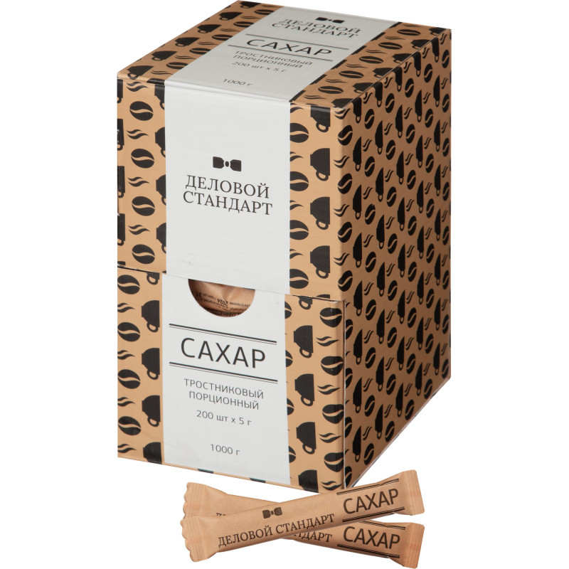 Сахар порционный в стиках Деловой стандарт тростниковый 5гр (200 шт/уп.)
