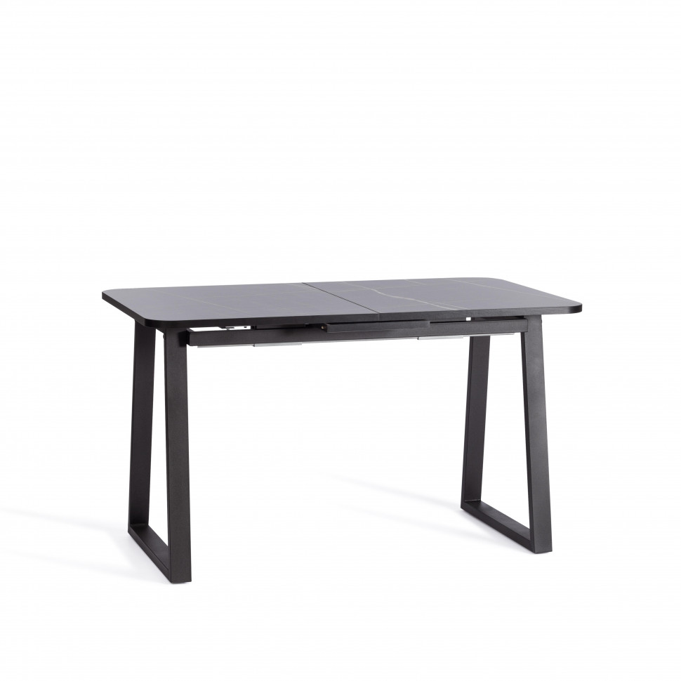 Стол MALTIDO ЛДСП/HPL/металл, 130 х 75+30 х 75 см, Мрамор чёрный/чёрный