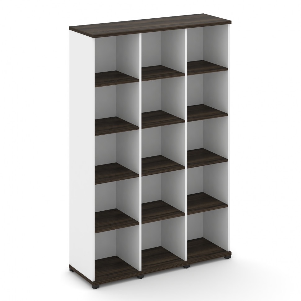 Concept Стеллаж 3 узкие секции, 5 ниш CN.STU-530 Дуб Мали/Белый Бриллиант/Металл Черный 1252*420*192