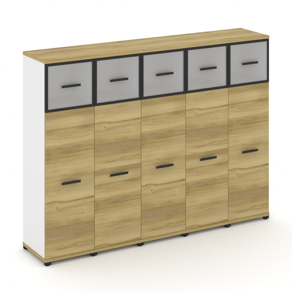 Concept Шкаф 5 узких секций, 4 ниши CN.STU-454 RMB B Дуб Винченцо/Белый Бриллиант/Металл Черный/Сати