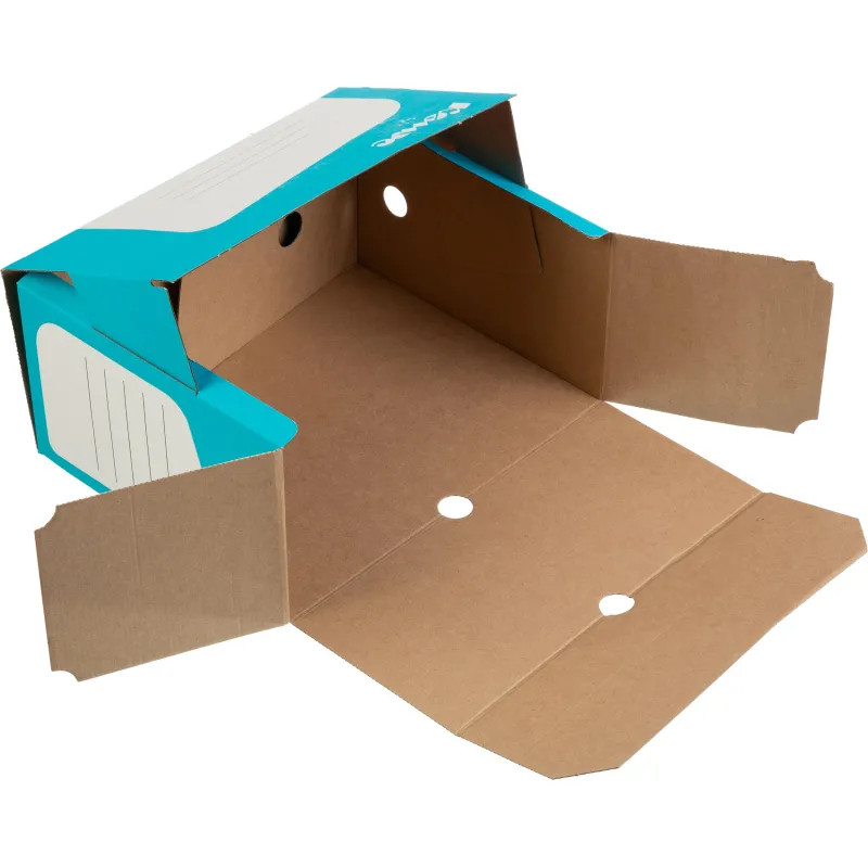 Короб архивный Комус 150 мм микрогофр, выруб.зам. бирюзовый