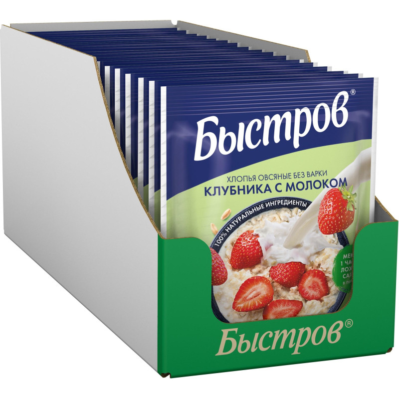 Каша Быстров клубника, молоко 17шт*40г