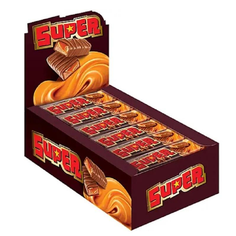 Шоколадный батончик Super с нугой и мягкой карамелью, 40гХ18шт/уп