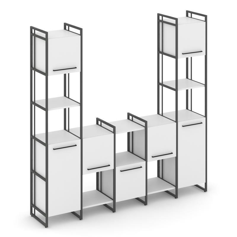 Rift Шкаф комбинированый RF.NS-001 Белый Бриллиант/Металл Антрацит/Черный Ручки 2020*396*2010