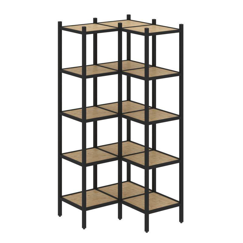 Loft Угловой внутренний стеллаж VR.L-32 Тиквуд Светлый/Металл Черный 862*862*1869 Loft Угловой внутренний стеллаж VR.L-32 Тиквуд Светлый/Металл Черный 862*862*1869