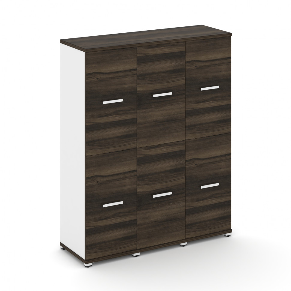 Concept Шкаф 3 узкие секции, 4 ниши CN.STU-432 W Дуб Мали/Белый Бриллиант/Металл Белый 1252*420*1554