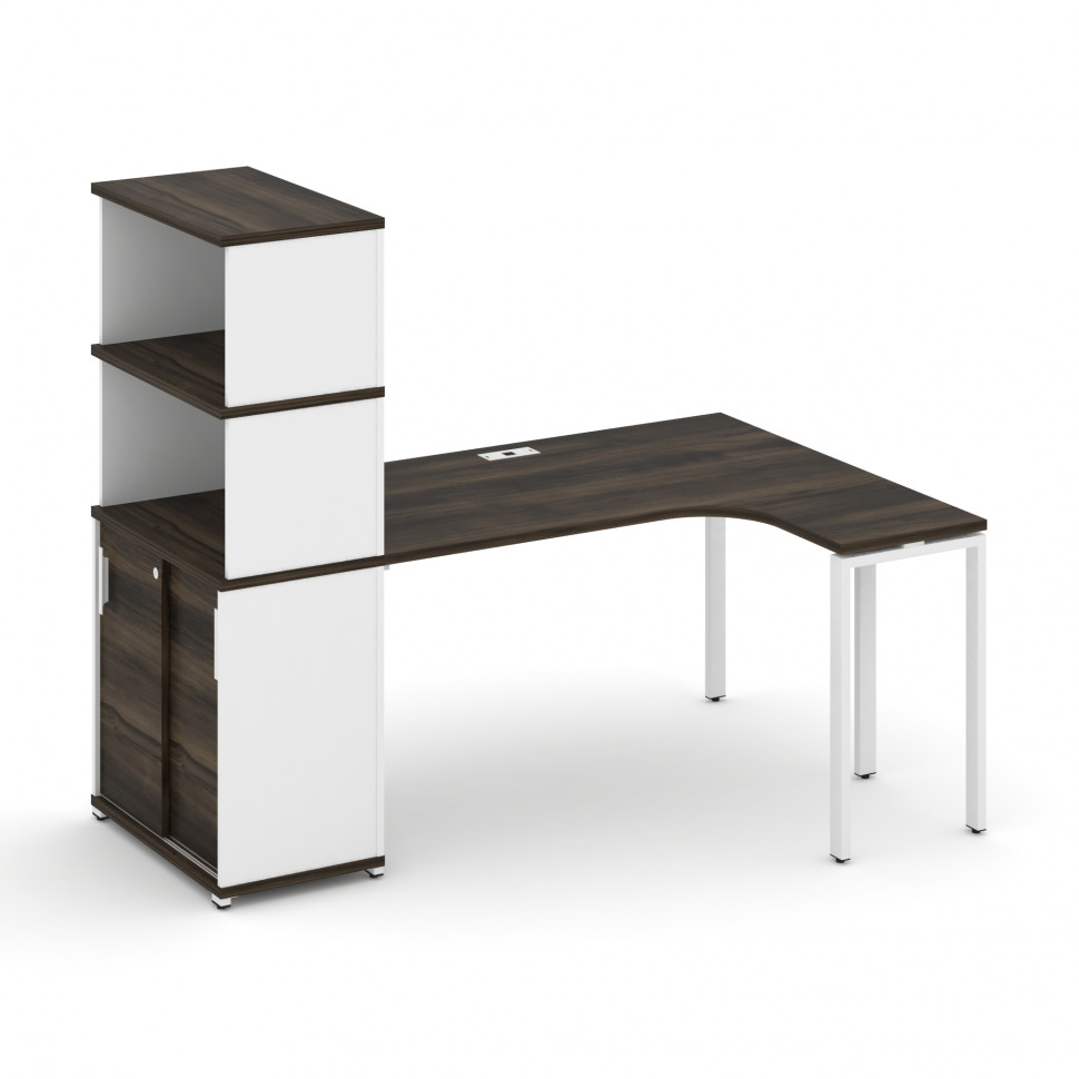 Concept Стол эргономичный с опорным шкафом-купе с надставкой выс.  CN.SA-221(R) W Дуб Мали/Белый Бри