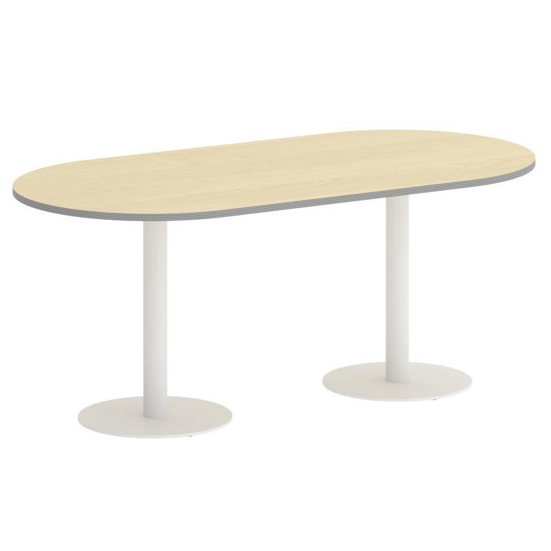 Riva Стол овальный А.СПРГ-3 Клен Металлик New/Металл Белый 1800*900*750