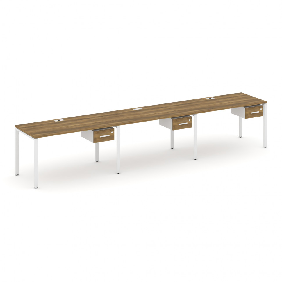 Concept Рабочая станция односторонняя с подвес. тумбами 3 места CN.ORS-131 W Сандал Янтарный/Белый Б