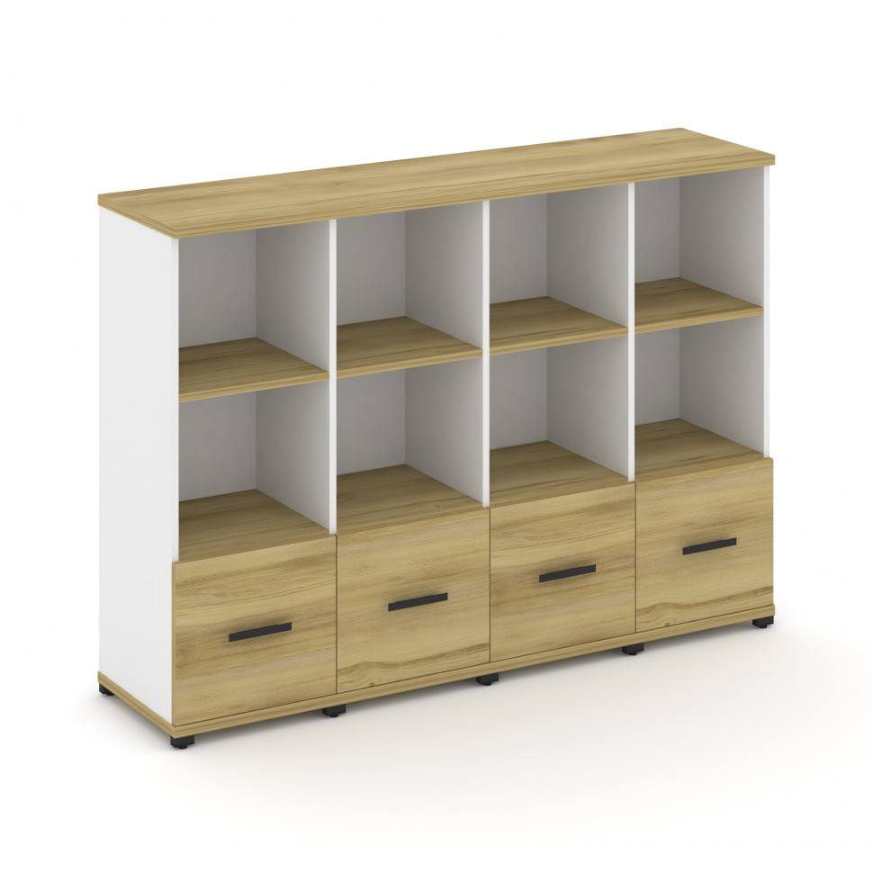 Concept Шкаф 4 узкие секции, 3 ниши CN.STU-341 B Дуб Винченцо/Белый Бриллиант/Металл Черный 1668*420