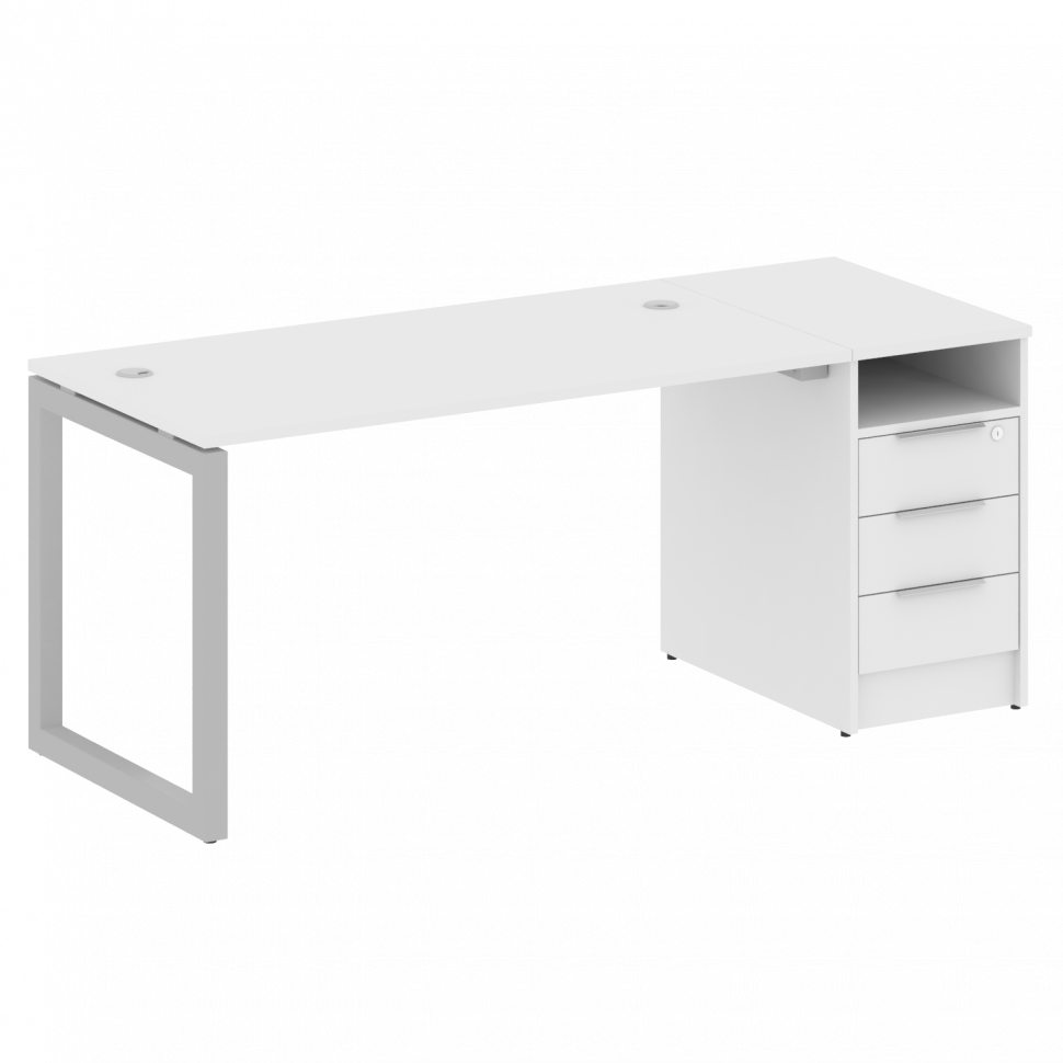 Metal System Quattro Рабочая станция с тумбой на О-образном м/к 50БО.РС-СТП-1.3 Белый/Металл Серый 1 Metal System Quattro Рабочая станция с тумбой на О-образном м/к 50БО.РС-СТП-1.3 Белый/Металл Серый 1