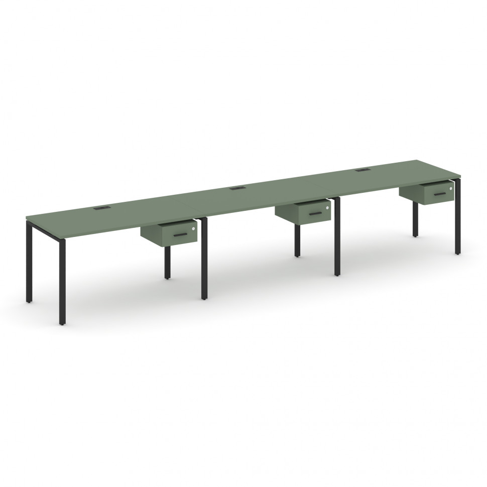 Concept Рабочая станция односторонняя с подвес. тумбами 3 места CN.ORS-129 B Кобо/Металл Черный 2940