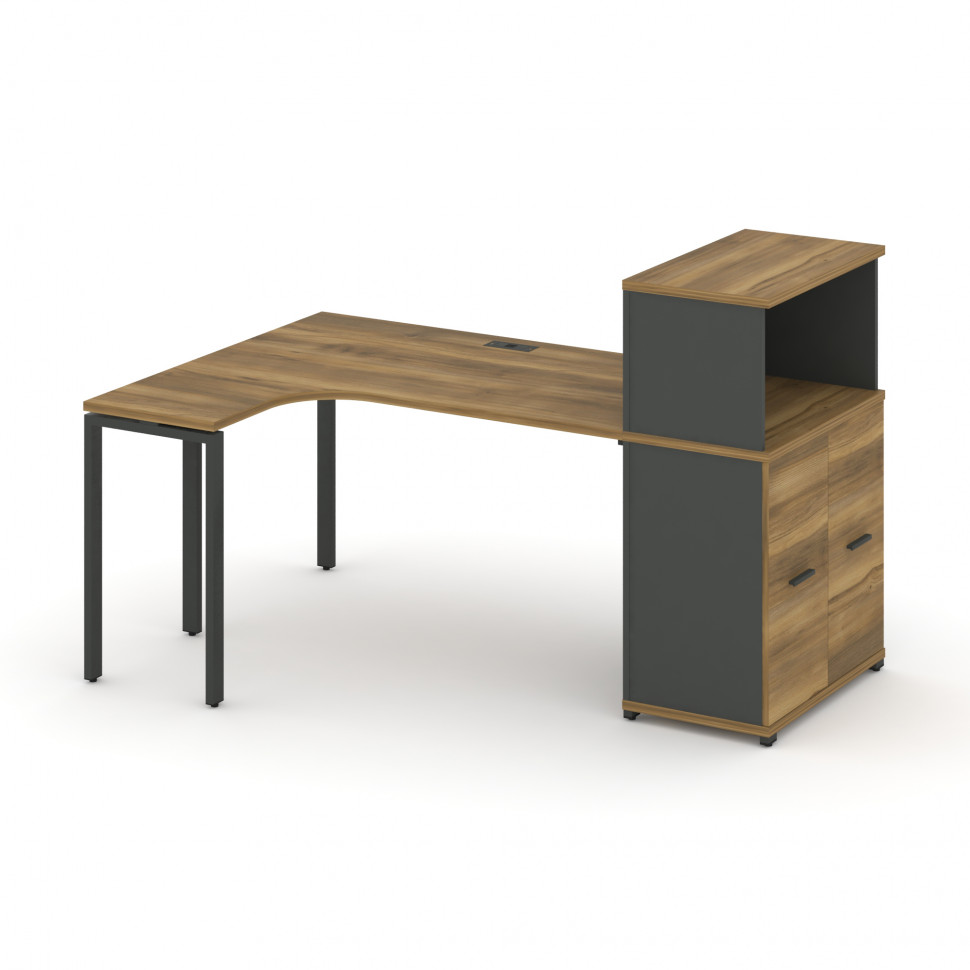 Concept Стол эргономичный с опорным распаш. шкафом с надставкой низ.  CN.SA-213(L) A Сандал Янтарный