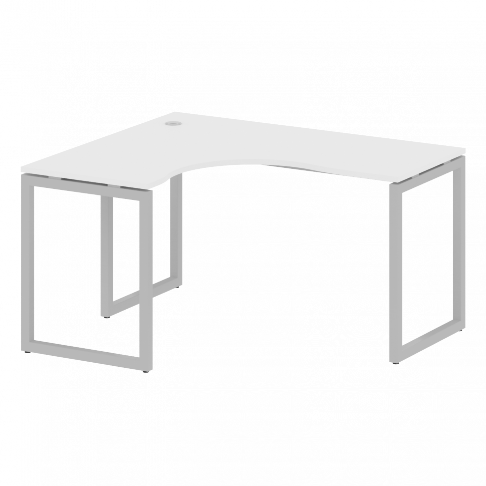 Metal System Quattro Стол криволинейный левый на О-образном м/к 40БО.СА-3 (L) Белый/Металл Серый 140