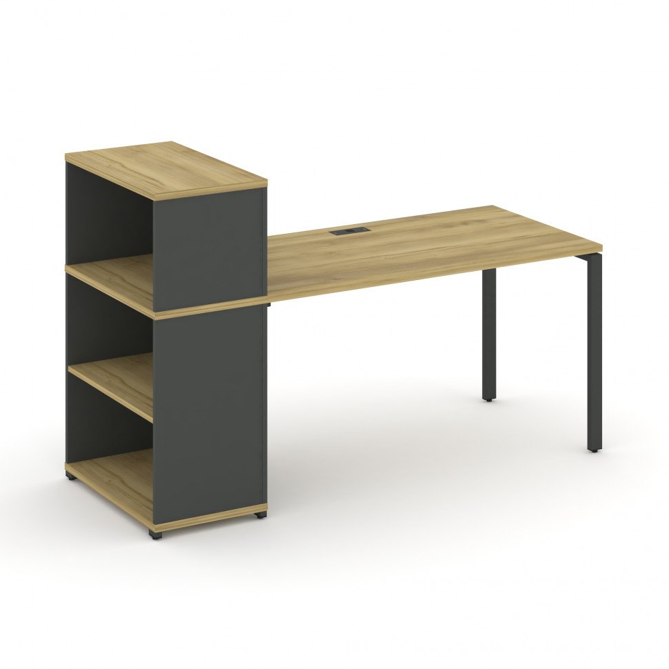Concept Стол рабочий с опорным стеллажом с надставкой низ. CN.SP-209 Дуб Винченцо/Антрацит/Металл Ан