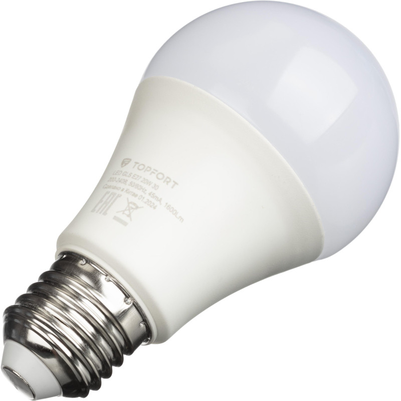 Лампа светодиодная Topfort E27 20W 3000K груша