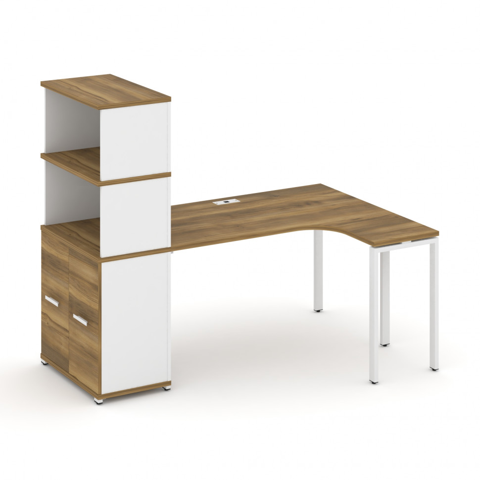 Concept Стол эргономичный с опорным распаш. шкафом с надставкой выс. CN.SA-215(R) W Сандал Янтарный Concept Стол эргономичный с опорным распаш. шкафом с надставкой выс. CN.SA-215(R) W Сандал Янтарный