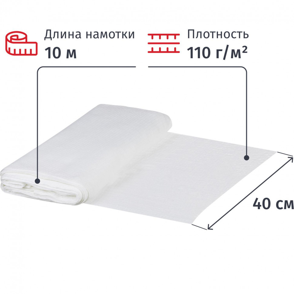 Полотно техническое вафельное отбеленное, отрез 0,40х10м, пл.110г/кв.м