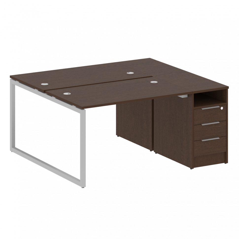 Metal System Quattro Рабочая станция с тумбой на О-образном м/к 40БО.РС-СТП-2.2 Венге Цаво/Металл Се