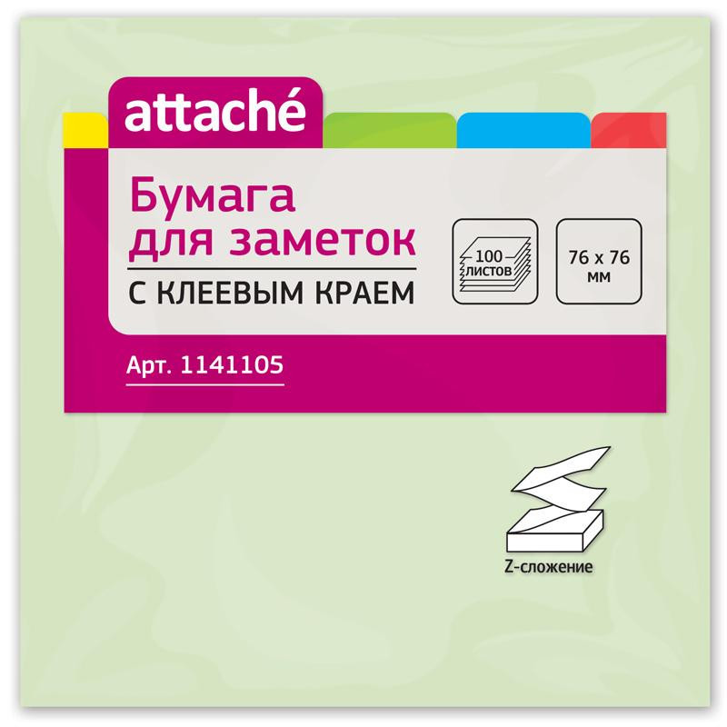 Стикеры Z-сложения ATTACHE с клеев.краем Z-блок 76х76 салатовый 100л