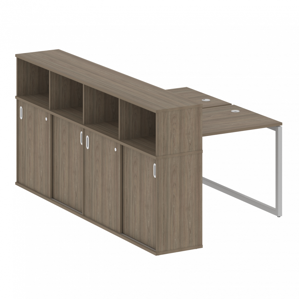 Metal System Quattro Рабочая станция с шкафом-купе на О-образном м/к 40БО.РС-СШК-4.1 Т Вяз Благородн